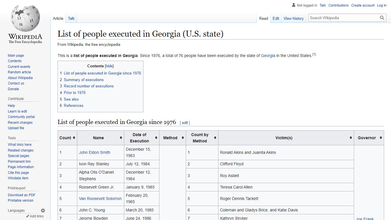 List of people executed in Georgia (U.S. state) - Wikipedia